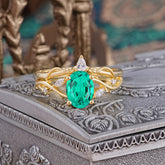 Enchanted 4-Prong Oval Cut Emerald Stacking Ring