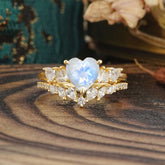 Bohemian Heart 4-Prong Heart Cut Moonstone Stacking Ring