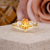 Ethereal 4-Prong Pear Cut Citrine Stacking Ring