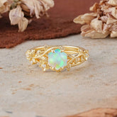Naturalistic 4 - Prong Hexagon - Cut Opal Ring Sets