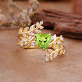 Elegant Heart-Shaped Nature Inspired Peridot Ring – Perfect for Engagement or Wedding