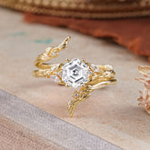Botanical Hexagon Lab Diamond Engagement Ring Suite