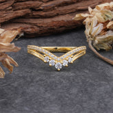 Elegant Round Cut V-Shaped Moissanite Engagement Ring for Women