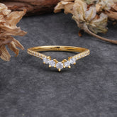 Minimalist Round Cut V-Shaped Moissanite Ring for Women