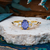 Sophisticated 4-Prong Oval Cut Tanzanite Engagement Ring