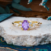Sophisticated 4-Prong Oval Cut Amethyst Engagement Ring
