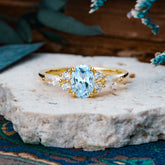 Sophisticated 4-Prong Oval Cut Aquamarine Engagement Ring