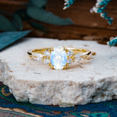 Sophisticated 4-Prong Oval Cut Moonstone Engagement Ring