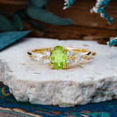 Sophisticated 4-Prong Oval Cut Peridot Engagement Ring