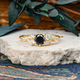 Classic 6-Prong Round Cut Black Onyx Engagement Ring