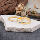 Couple Matching Moss Agate Rings-Elegant Minimalist Bands for Him & Her