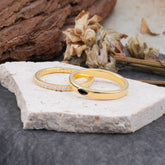 Couple Matching Black Onyx Rings-Elegant Minimalist Bands for Him & Her