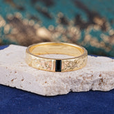 Retro-Inspired Luxury Emerald Cut Black Onyx Mens Wedding Rings