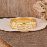 Antique Round Cut Leaf Engraved Design Men's Lab Diamond Ring