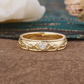 Vintage Engraved Pattern Heart Cut Men’s Moissanite Ring