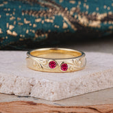 Classic Style Bezel Set Round - Cut Ruby Men's Ring