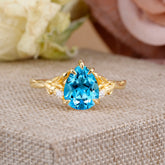 Elegant & Luxurious 5 prong Pear-Cut Aquamarine Wedding Band
