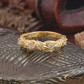 Vintage Round Cut Vine Pattern Moissanite Ring for Men