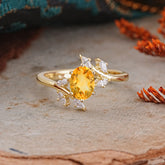 Nature-Inspired 6-Prong Oval Cut Citrine Engagement Ring