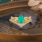 Nature-Inspired Pear-Cut Emerald Engagement Ring
