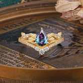 Nature-Inspired Pear-Cut Alexandrite Engagement Ring
