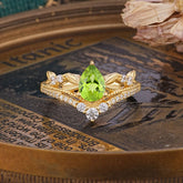 Nature-Inspired Pear-Cut Natural Peridot Engagement Ring