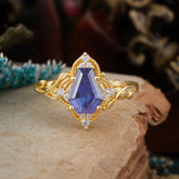 Antique Nature Inspired Coffin-Cut Tanzanite Engagement Ring