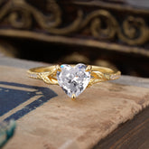 Vintage 3-Prong Heart-Cut Moissanite Engagement Ring