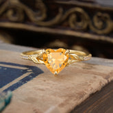Vintage 3-Prong Heart-Cut Citrine Engagement Ring