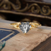 Vintage 3-Prong Heart-Cut Natural Black Rutilated Quartz Engagement Ring