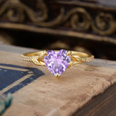 Vintage 3-Prong Heart-Cut Natural Amethyst Engagement Ring