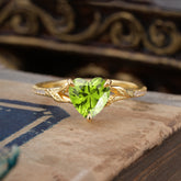 Vintage 3-Prong Heart-Cut Natural Peridot Engagement Ring