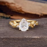 Pear Shaped Women's Real Moissanite Engagement Rings