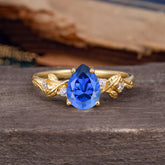 Pear Shaped Nature-Inspired Women's Sapphire Engagement Ring