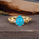 Pear Shaped Nature-Inspired Women's Turquoise Engagement Ring