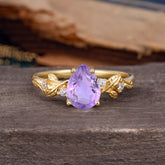 Pear Shaped Nature-Inspired Women's Amethyst Engagement Ring