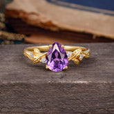 Pear Shaped Nature-Inspired Women's Amethyst Engagement Ring