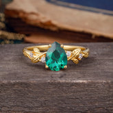 Pear Shaped Nature-Inspired Women's Emerald Engagement Ring