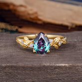 Pear Shaped Nature-Inspired Women's Alexandrite Engagement Ring