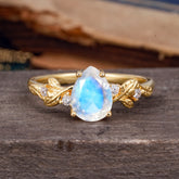 Pear Shaped Nature-Inspired Women's Moonstone Engagement Ring