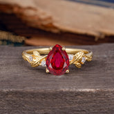 Pear Shaped Nature-Inspired Women's Ruby Engagement Ring