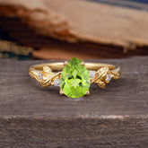 Pear Shaped Nature-Inspired Women's Peridot Engagement Ring