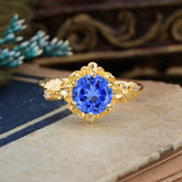 Classic Vintage 4-Prong Round Sapphire Engagement Ring