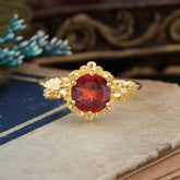 Classic Vintage 4-Prong Round Garnet Engagement Ring