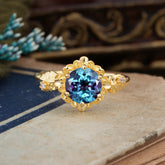 Classic Vintage 4-Prong Round Alexandrite Engagement Ring