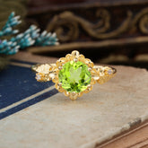 Classic Vintage 4-Prong Round Peridot Engagement Ring