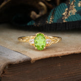 Timeless Classic Nature-Inspired 4-Prong Oval-Cut Peridot Engagement Ring