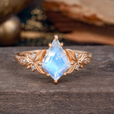 Luxe Vintage 4 Prong Kite-Cut Natural Moonstone Engagement Ring
