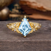 Luxe Vintage 4 Prong Kite-Cut Aquamarine Engagement Ring