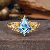 Luxe Vintage 4 Prong Kite-Cut Aquamarine Engagement Ring